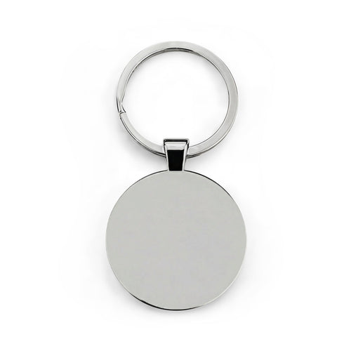 Blue Lily Floral Keychain - Round Stainless Steel Gift