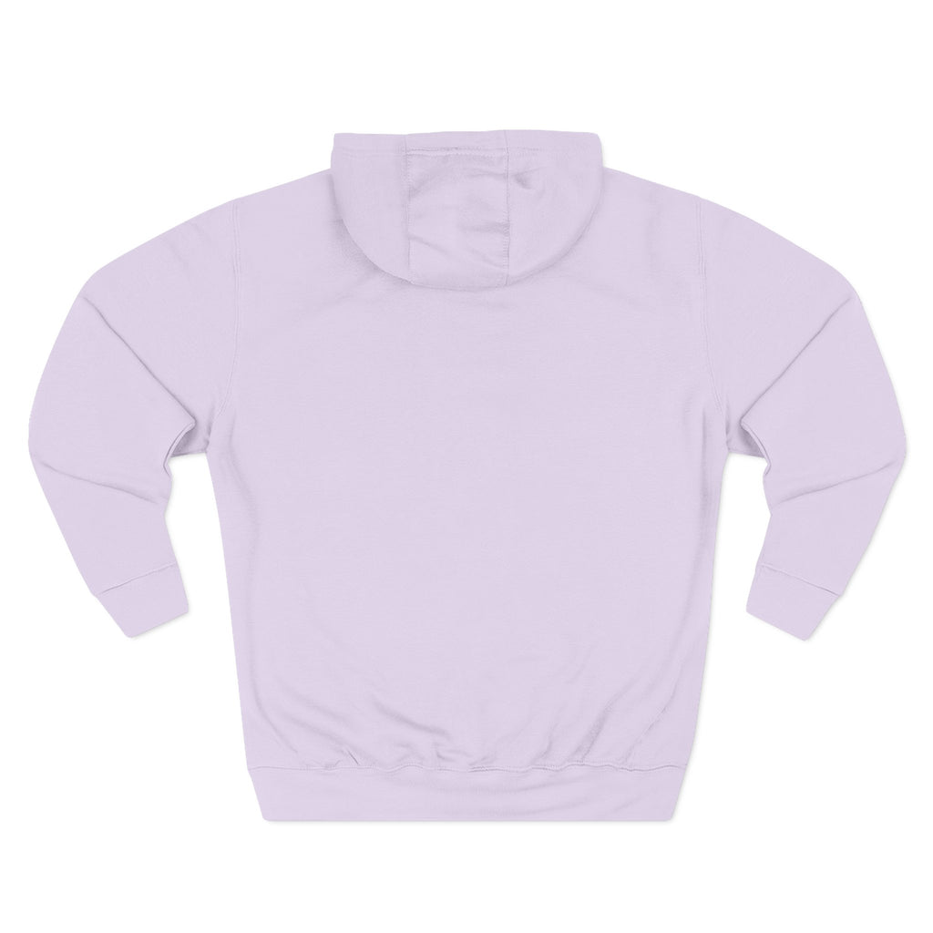 Light purple pullover hoodie with hood and front pocket, plain back view