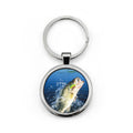 Fishing Bass Keychain — Round Stainless Steel Angler Gift