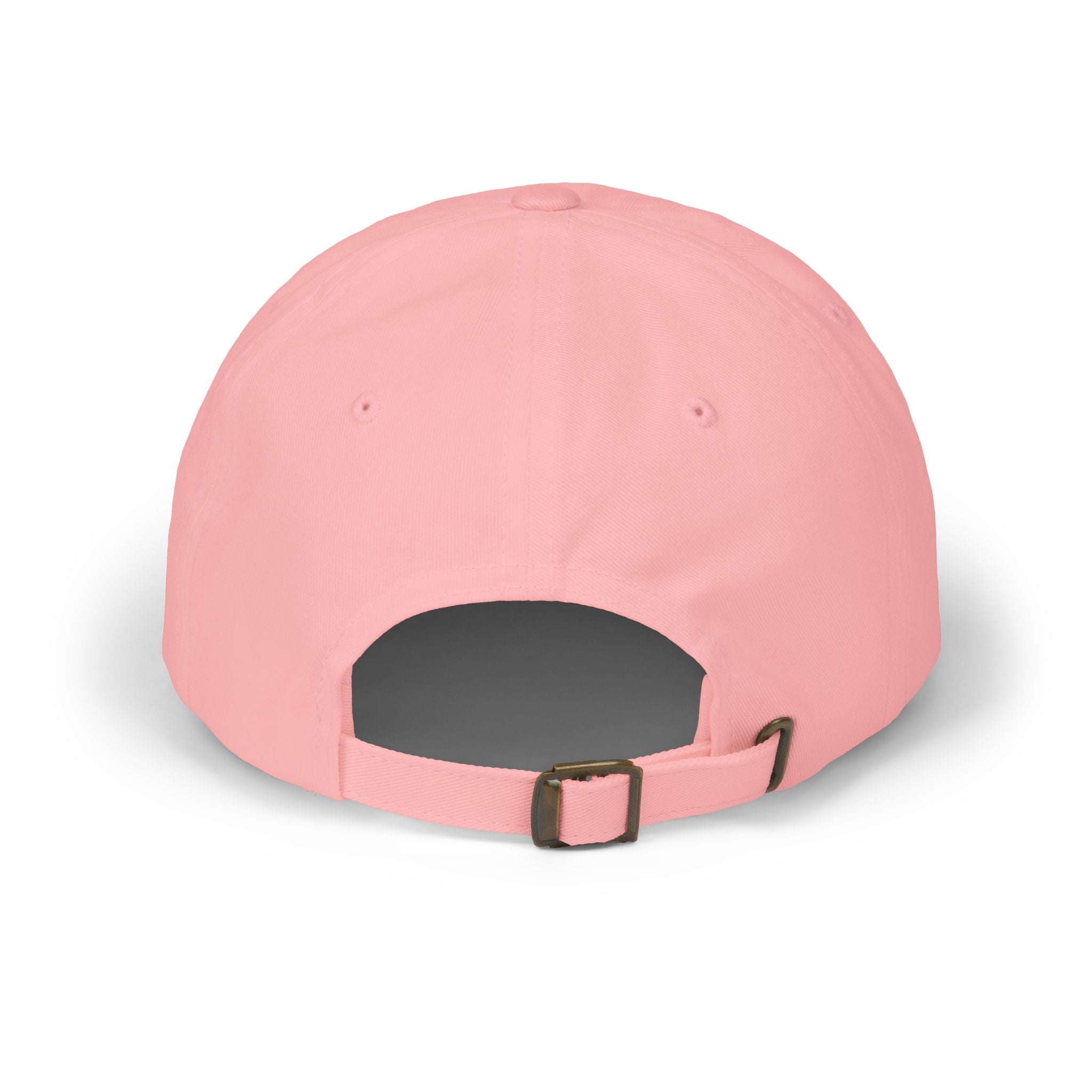 Pink dad cap with front strap buckle and eyelet vents