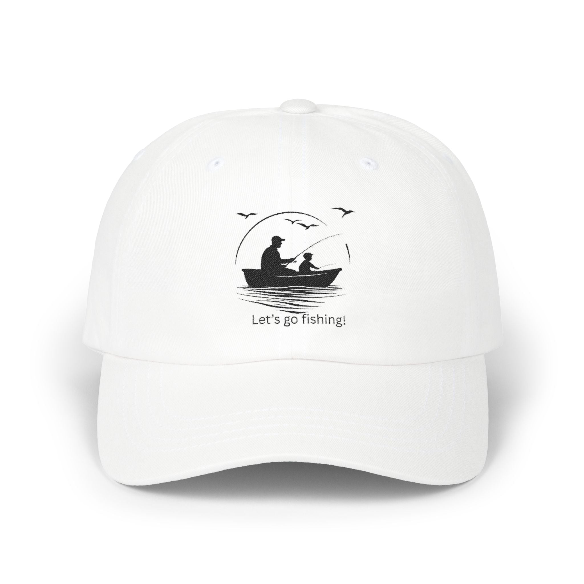 Let's Go Fishing Dad Cap — Embroidered Fisherman Baseball Hat
