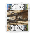 Deer Hunting Sherpa Fleece Blanket — Rustic Outdoorsman Cozy Throw