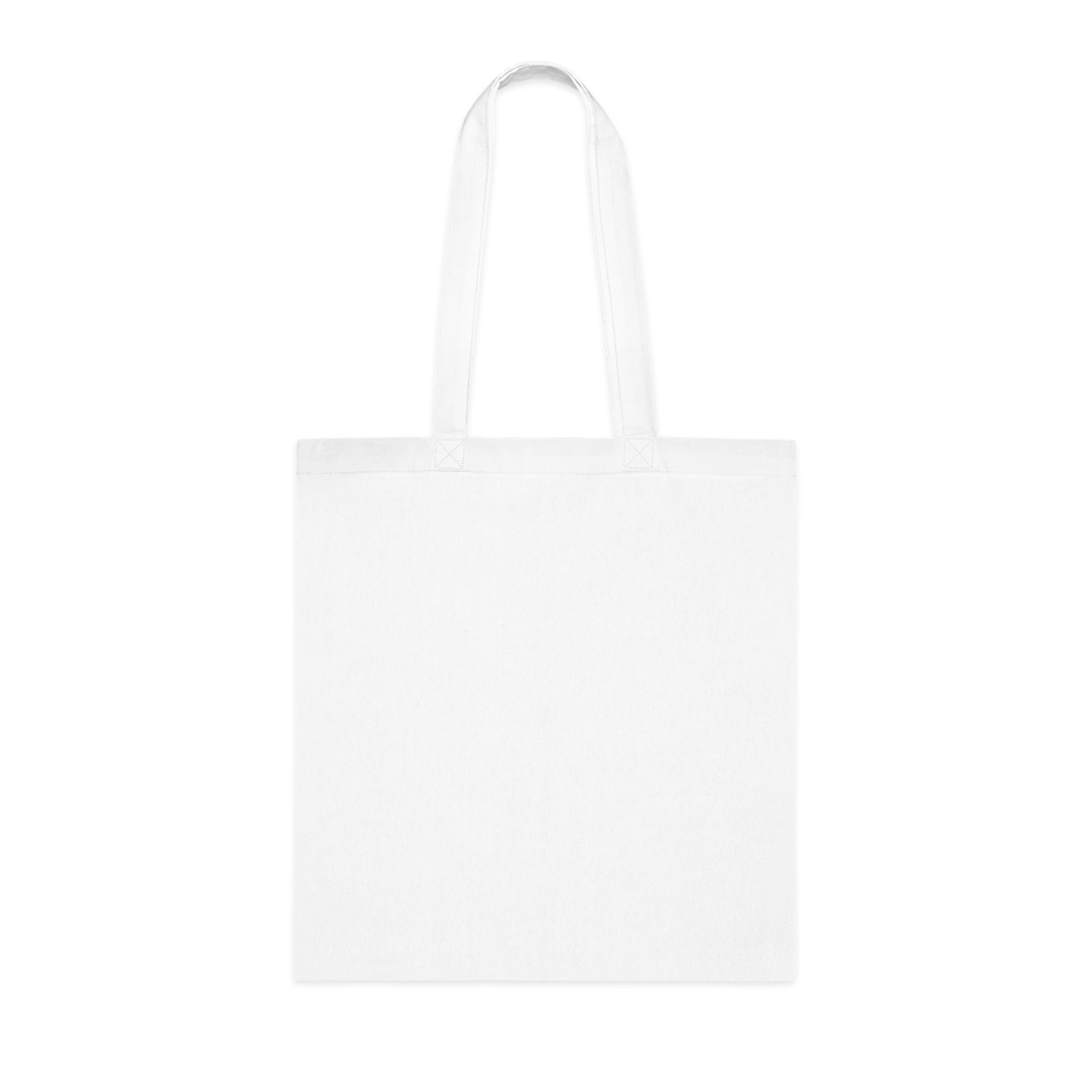White cotton tote bag with long handles, plain front