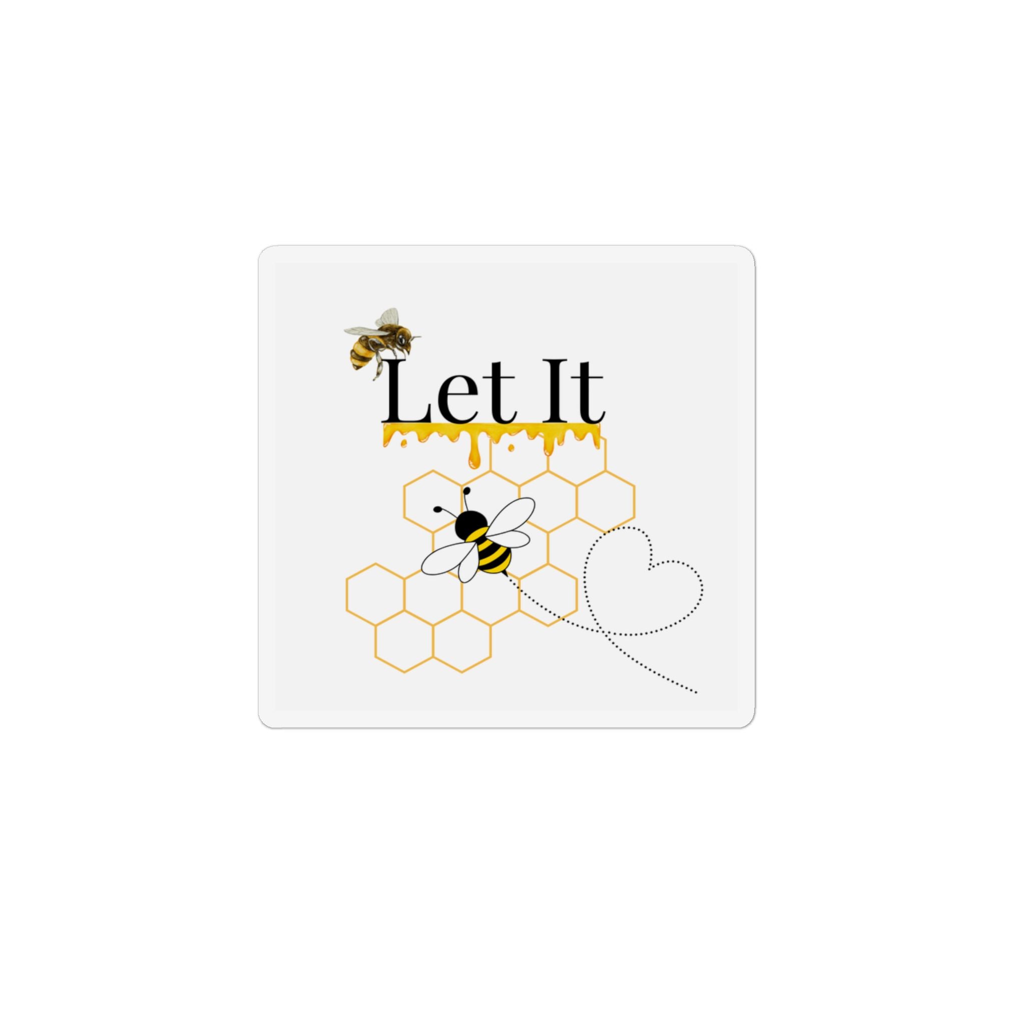 'Let It' bee honeycomb fridge magnet, square design.