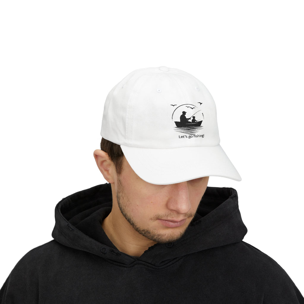 Let's Go Fishing Dad Cap — Embroidered Fisherman Baseball Hat